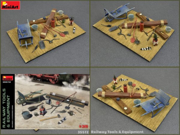 Modellino diorami modellismo kit di montaggio Miniart  RAILWAY TOOLS & EQUIPMENT KIT 1:35