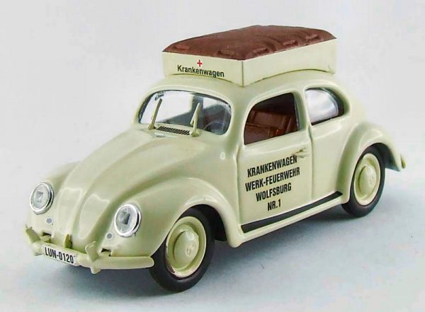 Modellino auto Rio scala 1:43 VW BEETLE AMBULANZA POMPIERI WOLSBURG diecast