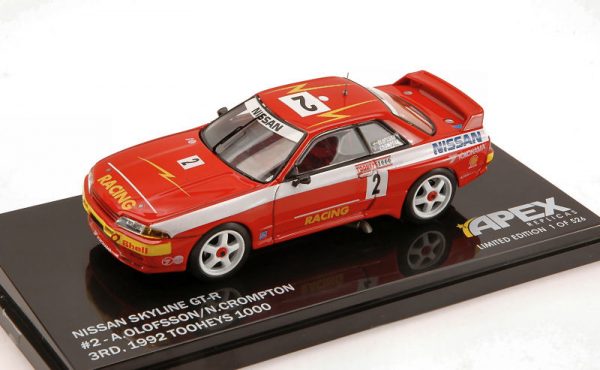 Modellino auto scala 1:43 Apex Replicas  NISSAN SKYLINE GT-R N.2 3rd TOOHEYS 1000 modellismo diecast collezione