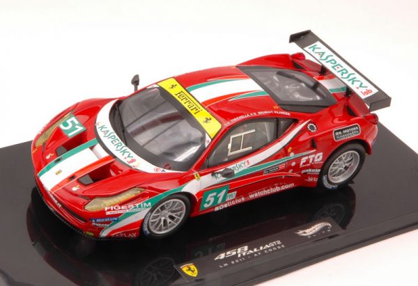 Modellino auto scala 1:43 Hot Wheels FERRARI 458 ITALIA GT2 LM FISICHELLA racing