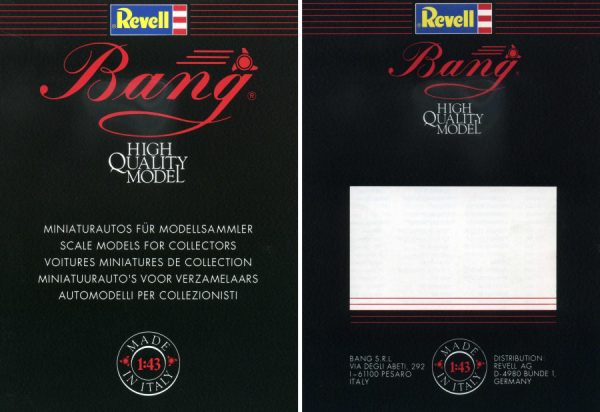 Modellino auto rivista book booklet CATALOGO BANG modellismo statico collezione
