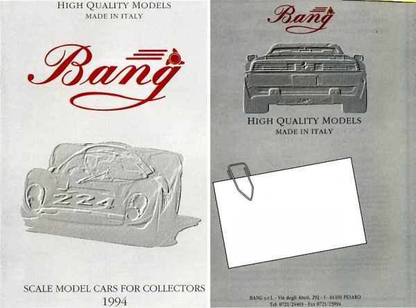 Modellino auto rivista book booklet Bang  CATALOGO BANG  FORMATO A5 PAG.44 modellismo statico diecast