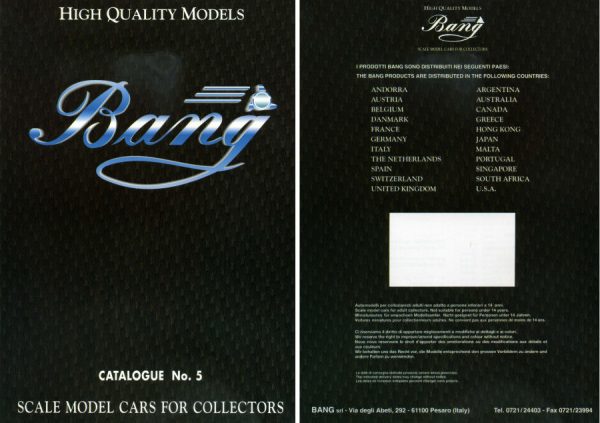 Modellino auto rivista book booklet Bang  CATALOGO BANG  ED.5 PAG.40 modellismo statico diecast