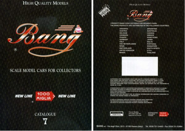 Modellino auto rivista book booklet Bang  CATALOGO BANG  ED.7 PAG.52 modellismo statico diecast