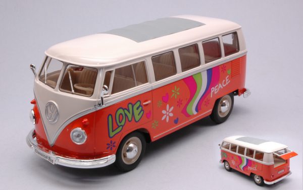 Modellino auto scala 1:24 VW T1 BUS FLOWER POWER modellismo diecast