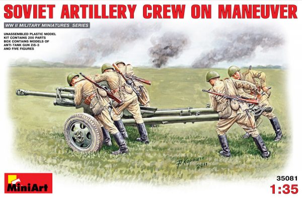 Modellino model kit di montaggio  Miniart  SOVIET ARTILLERY CREW ON MANEUVER KIT 1:35