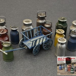 Modellino kit diorami Miniart  MILK CANS WSMALL CART MODEL KIT 1:35 MODELLISMO