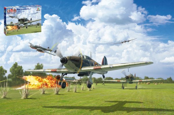 Modellino modellismo kit di montaggio aerei Italeri  HURRICANE Mk.I BATTLE OF BRITAIN 80th ANN.KIT 1:48