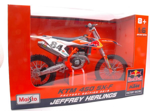 Modellino moto Maisto KTM 450 SX-F N.84 JEFFREY HERLINGS scala 1:6 motor bike