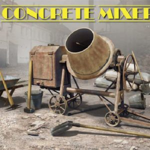 Modellino kit di montaggio diorami Miniart CONCRETE MIXER SET KIT scala 1:35
