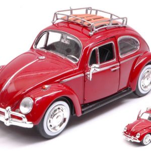 Modellino auto scala 1:24 VW BEETLE maggiolino diecast modellismo ROSSO epoca