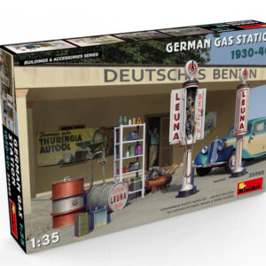 Modellino diorami modellismo STAZIONE BENZINA Miniart GERMAN GAS STATION 1:35
