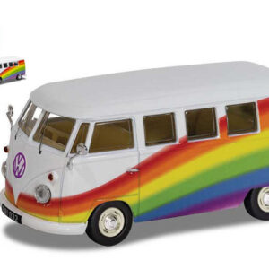 Modellino auto scala 1:43 Corgi VW CAMPER bus T1 T2 VAN PEACE LOVE RAIMBOW