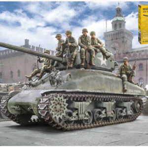 Modellino model kit di montaggio mezzi militari tank Italeri M4A1 SHERMAN + INFANTRY 1:35