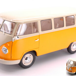 Modellino auto scala 1:18 Welly VW T1 BUS t2 samba modellismo collezione giallo