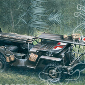 Modellino model kit di montaggio carri armati tank Italeri  AMBULANCE JEEP 14 TON 4x4 KIT 1:35