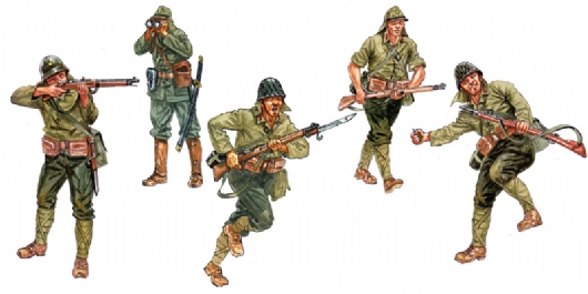 Modellino diorami modellismo statico model kit figure Italeri WWII JAPANESE INFANTRY 1:72