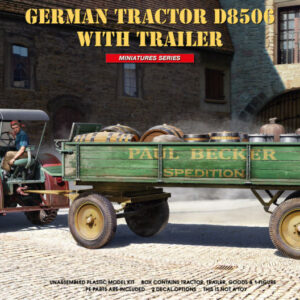 Modellino model kit di montaggio  Miniart  GERMAN TRACTOR D8506 WITH TRAILER KIT 1:35 modellismo