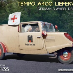Modellino carri armati militari model kit di montaggio Miniart  TEMPO A400 LIEFERWAGEN GERMAN 3-WHEEL DELIVERY VAN KIT 1:35