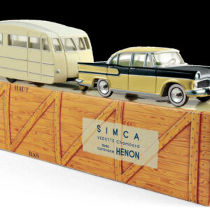 Modellino auto scala 1:43 Norev  SIMCA VEDETTE CHAMBORD 1958 & CARAVANE HENON JAUNE & NOIR DIAMANT diecast modellismo statico