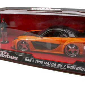 Modellino auto film movie scala 1:24 Jada Toys  HAN 1995 MAZDA RX-7 ORANGE FAST & FURIOUS FIGURE diecast modellismo statico