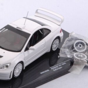Modellino auto scala 1:43 Ixo Model  PEUGEOT 307 WRC WHITE 2 SET OF WHEELS AND TYRES AND EXTRA SPOILER rallye modellismo statico