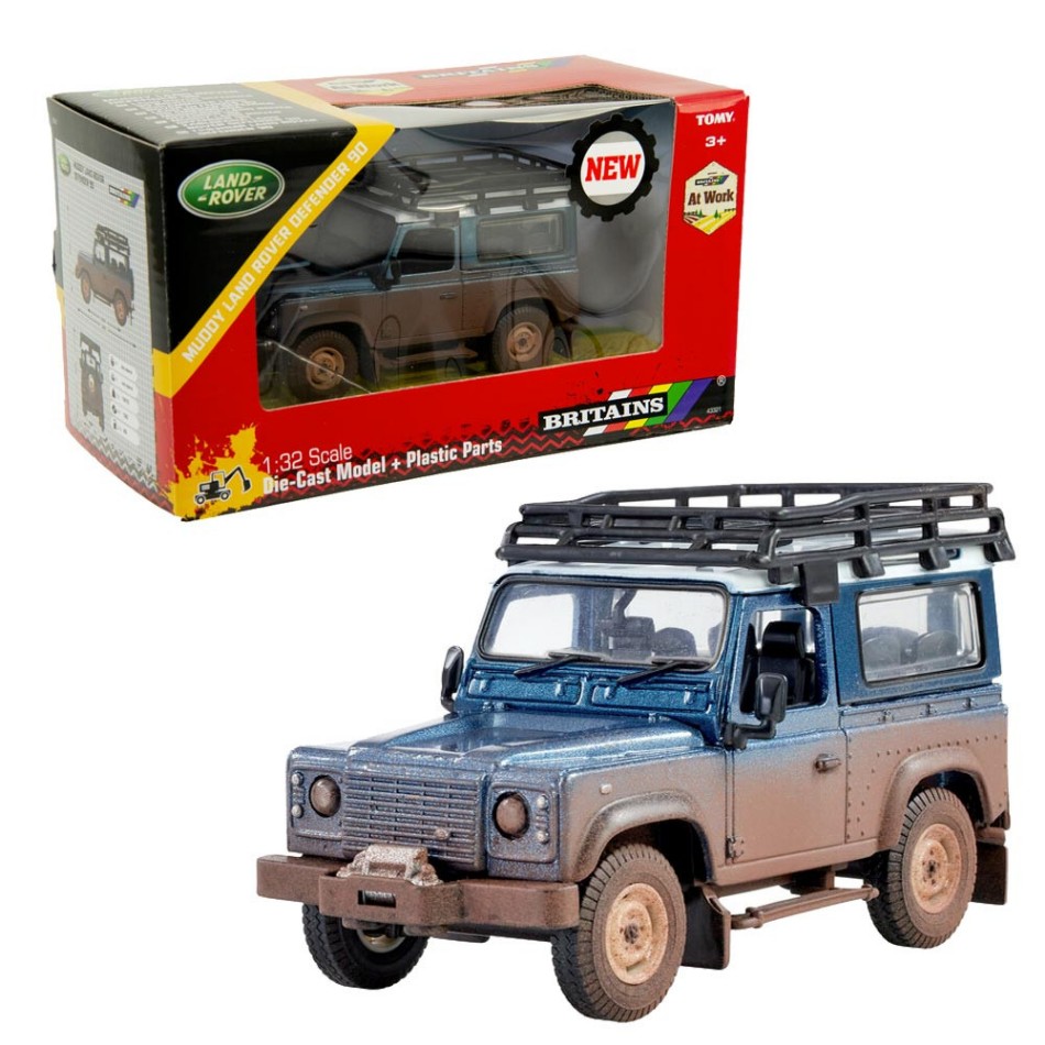 Modellino auto scala 1:32 Britains MUDDY LAND ROVER DEFENDER diecast modellismo jeep