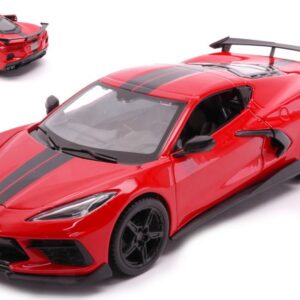 Modellino auto scala 1:24 Maisto  CHEVROLET CORVETTE STINGRAY COUPE' HIGH WING 2020 RED 1:24 diecast modellismo statico