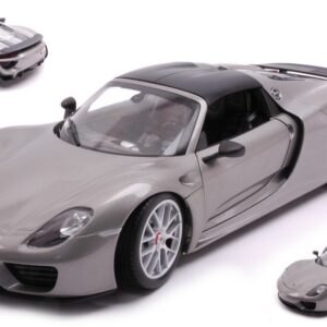 Modellino auto scala 1:18 Welly  PORSCHE 918 SPYDER WCLOSED TOP GREY diecast modellismo statico