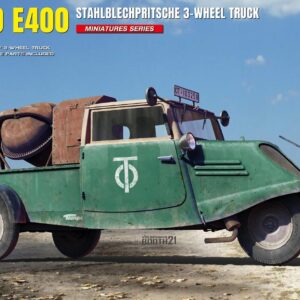 Modellino camion mezzi militari kit di montaggio Miniart  TEMPO E400 STAHLBECHPRITSCHE 3 WHEEL TRUCK KIT 1:35 modellismo statico collezione