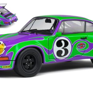 Modellino auto scala 1:18 Solido  PORSCHE 911 RSR N.3 HIPPY TRIBUTE 1973 PURPLEGREEN racing modellismo statico