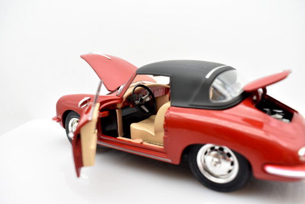 Modellino auto scala 1:24 Porsche 356 1.6 Super 90 Cabriolet modellismo statico da collezione - Image 4