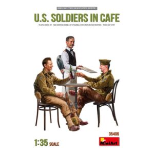 Modellino soldati model kit modellismo diorami Miniart  U.S. SOLDIERS IN CAFE' KIT 1:35