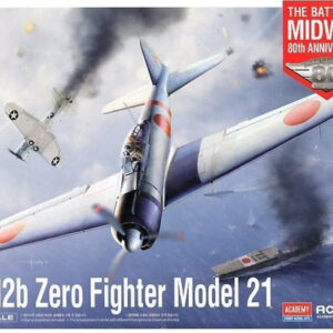 Modellino aerei da costruire combattimento model kit di montaggio Academy MITSUBISHI A6M2B ZERO FIGHTER MODEL 21 THE BATTLE OF MIDWAY KIT 1:48 modellismo statico collezione