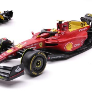 Modellino auto formula 1 F1 scala 1:18 Burago  FERRARI F1-75 N.55 CARLOS SAINZ  MONZA 2022 75th ANNIV.WHELMET diecast modellismo statico