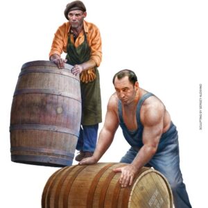 Modellino diorami kit di montaggio Miniart  MEN WITH WOODEN BARRELS KIT 1:35