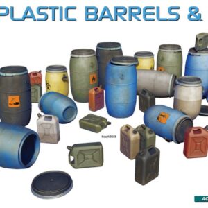 Modellino diorami kit di montaggio Miniart  PLASTIC BARRELS & CANS KIT 1:48