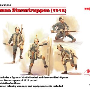 Modellino figurini figura soldati ICM GERMAN STURMTRUPPEN 1918 4 FIGURES 1:35