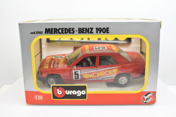 Modellino auto rally scala 1:24 Mercedes Benz 190E Burago diecast modellismo da collezione - Image 2