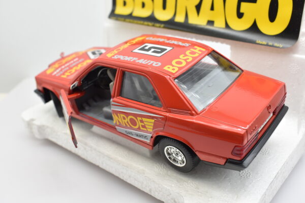 Modellino auto rally scala 1:24 Mercedes Benz 190E Burago diecast modellismo da collezione - Image 4
