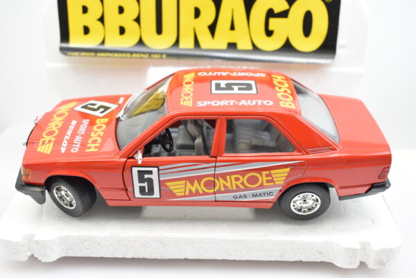 Modellino auto rally scala 1:24 Mercedes Benz 190E Burago diecast modellismo da collezione - Image 6
