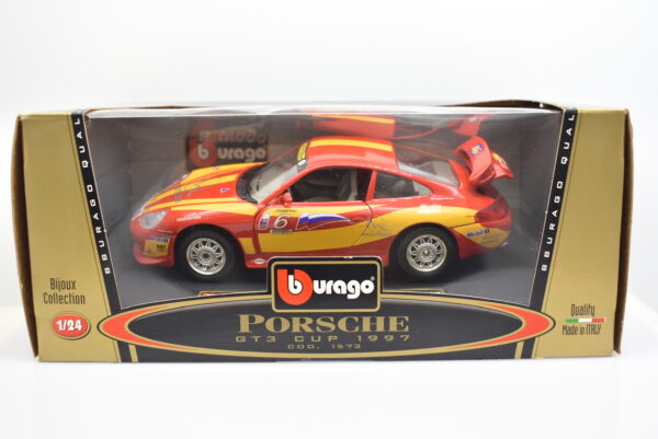 Modellino auto rally scala 1:24 Porsche GT3 Cup Burago diecast modellismo da collezione - Image 2