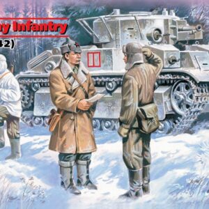 Modellino soldati model kit diorami ICM  RED ARMY INFANTRY 1939-1942 3 FIGURES OFFICER+2 SOLDIERS KIT 1:35