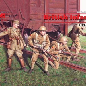 Modellino soldati model kit diorami ICM  BRITISH INFANTRY 1917-1918 1 OFFICER + 3 SOLDIERS KIT 1:35