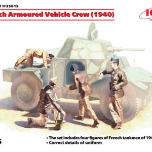 Modellino soldati model kit diorami ICM  FRENCH ARMOURED VEHICLE CREW 1940 4 FIGURES KIT 1:35