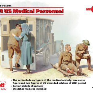 Modellino soldati model kit diorami ICM  WWII US MEDICAL PERSONNEL 4 FIGURES KIT 1:35