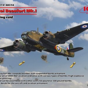 Modellino aerei da costruire model kit di montaggio ICM  BRISTOL BEAUFORT Mk.I. BOMBING RAID KIT 1:48