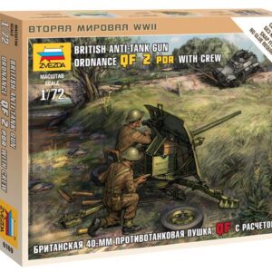 Modellino soldati model kit diorami  Zvezda  BRITISH QF 2 PRD ANTI TANK GUN KIT 1:72