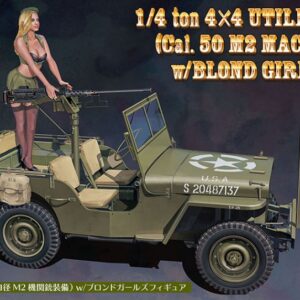 Modellino auto jeep model kit di montaggio Hasegawa 14 ton 4x4 TRUCK WCAL.50 M2 MACH GUN WBLONDE GIRL FIGURE KIT 1:24