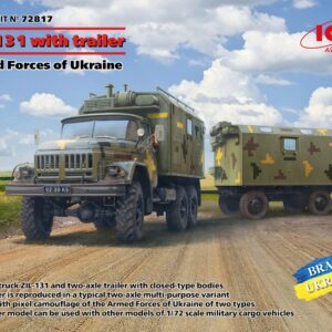Modellino carri armati TANK model kit di montaggio ICM ZIL-131 TRUCK WITH TRAILER ARMED FORCES OF UKRAINE KIT 1:72